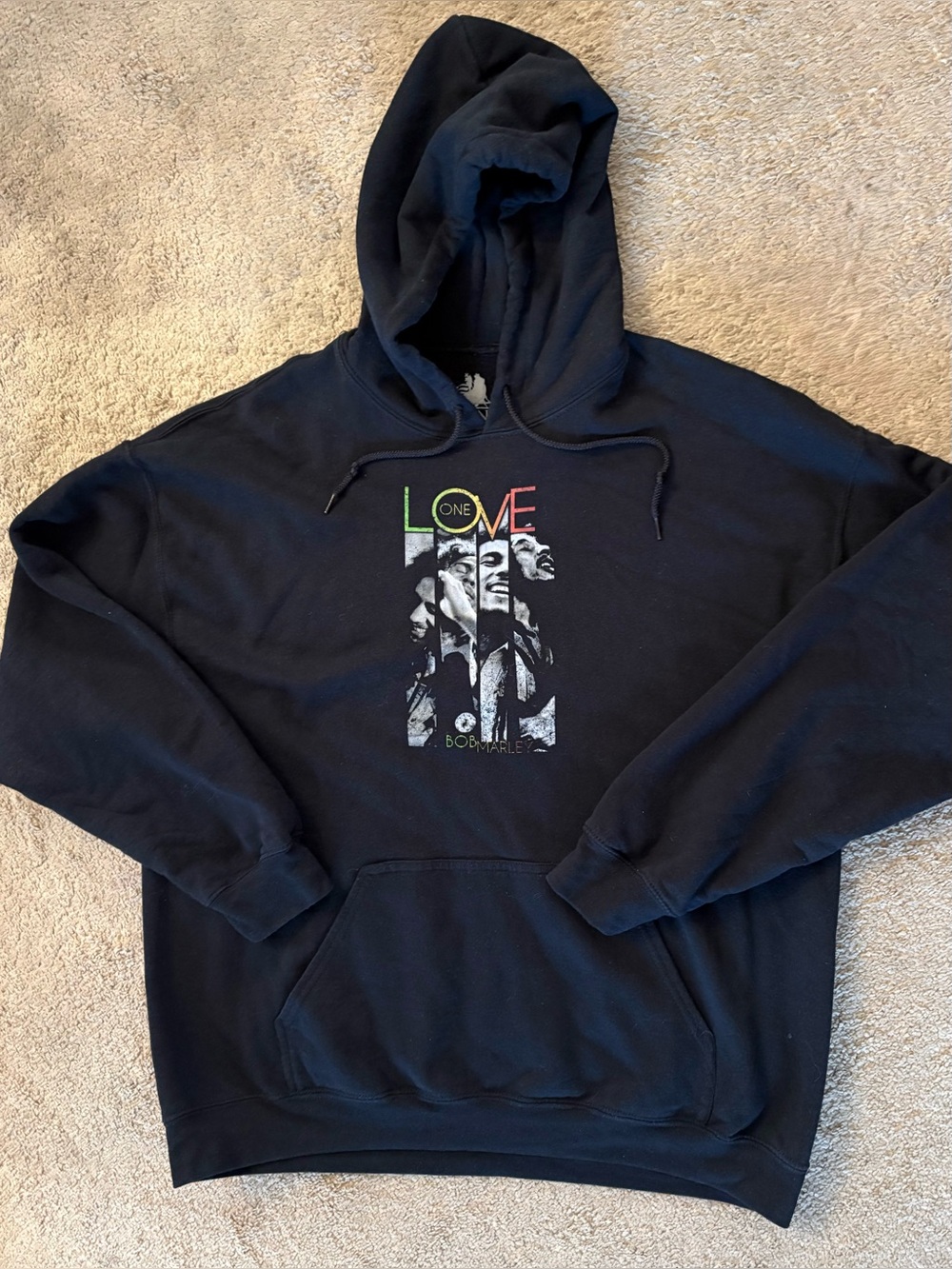 Official Zion Rootswear Bob Marley One Love Black Hoodie Size XL